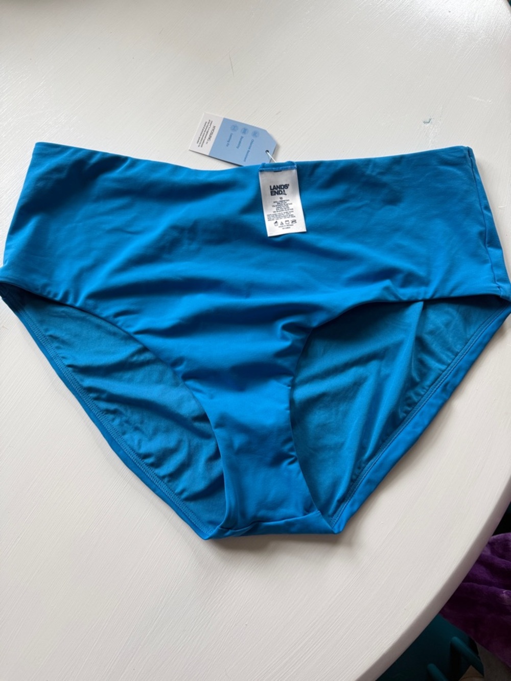 Lands' End Women's High-Waist Swim Bottoms — Turquoise Blue